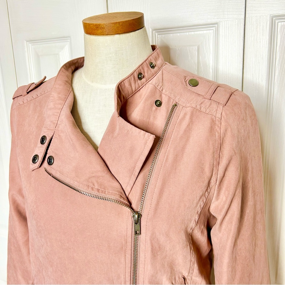 BE COOL lightweight moto jacket, blush/ dusty rose, asymmetrical zip, 31158-17 - Picture 2 of 6
